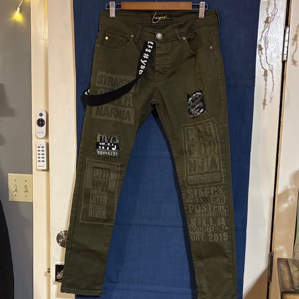 Unisex Slim Fit Jeans - Olive Green
